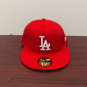 New Era, 59Fifty, Fitted Hat, Los Angeles Dodgers, Red & White